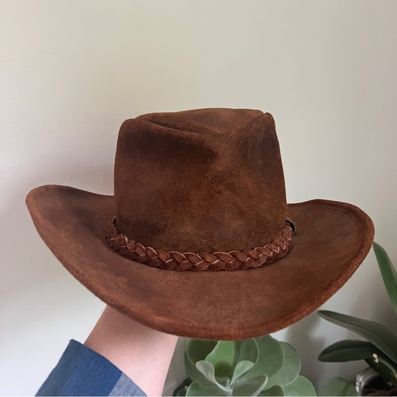 Minnetonka Leather Outback brown Western Hat size small - Picture 3 of 10